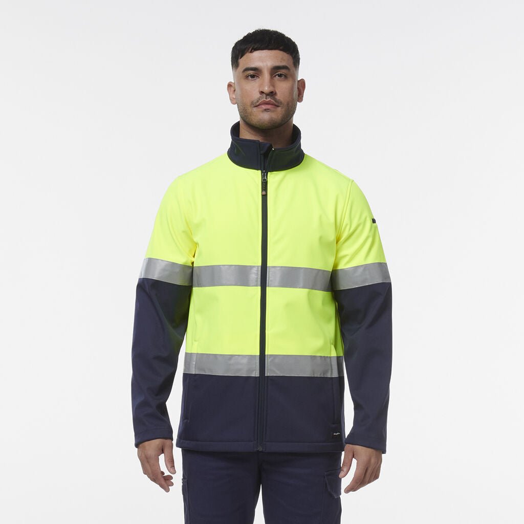 King Gee Reflective Spliced Softshell Jacket (K55034) - AJP Industrial Supplies - K55034 - Yellow/Navy - 2XS