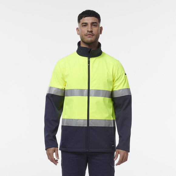 King Gee Reflective Spliced Softshell Jacket (K55034) - AJP Industrial Supplies - K55034 - Yellow/Navy - 2XS