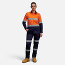 King Gee Women's Hi - Vis Reflective Long Sleeve Work Shirt (K44532) - AJP Industrial Supplies - K44532 - Orange/Navy - 6
