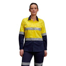 King Gee Women's Hi - Vis Reflective Long Sleeve Work Shirt (K44532) - AJP Industrial Supplies - K44532 - Yellow/Navy - 6