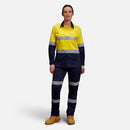 King Gee Women's Hi - Vis Reflective Long Sleeve Work Shirt (K44532) - AJP Industrial Supplies - K44532 - Orange/Navy - 6