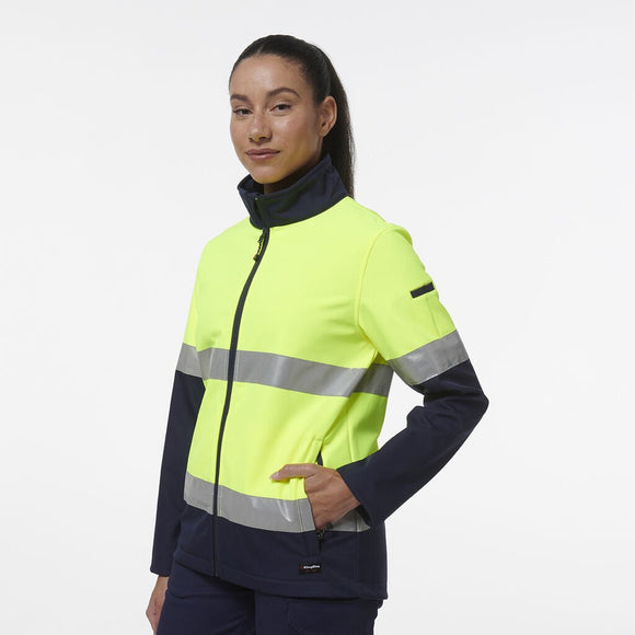 King Gee Women's Reflective Spliced Soft Shell Jacket (K45006) - AJP Industrial Supplies - K45006 - Orange/Navy - 6