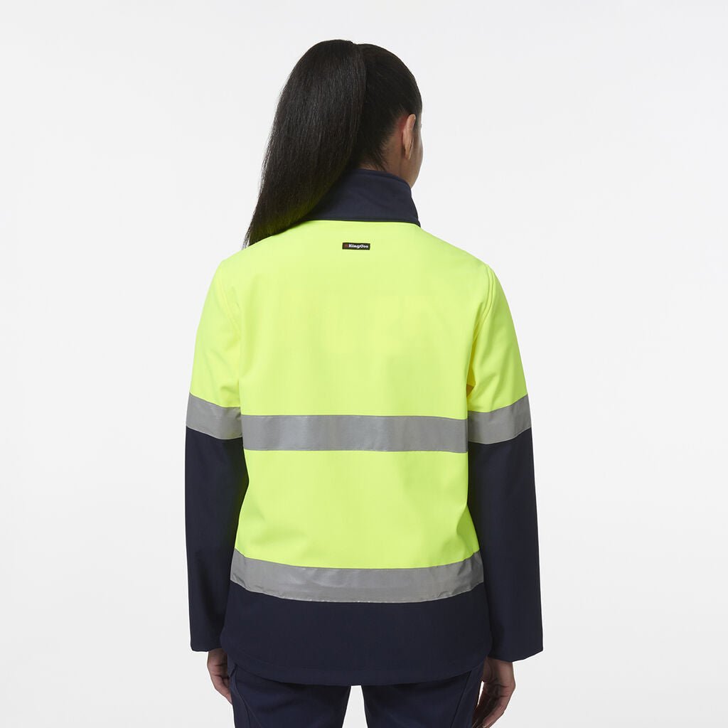 King Gee Women's Reflective Spliced Soft Shell Jacket (K45006) - AJP Industrial Supplies - K45006 - Orange/Navy - 6