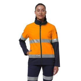 King Gee Women's Reflective Spliced Soft Shell Jacket (K45006) - AJP Industrial Supplies - K45006 - Orange/Navy - 6