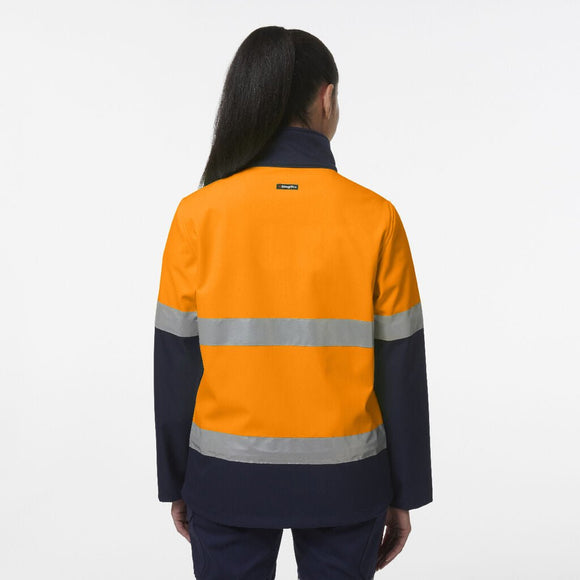 King Gee Women's Reflective Spliced Soft Shell Jacket (K45006) - AJP Industrial Supplies - K45006 - Orange/Navy - 6