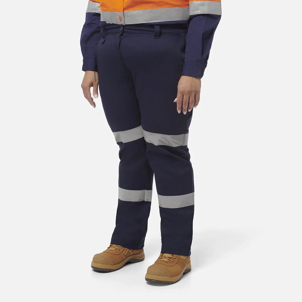 King Gee Women's Stretch Biomotion Reflective Work Pants (K43010) - AJP Industrial Supplies - K43010 - Navy - 12 - Curved