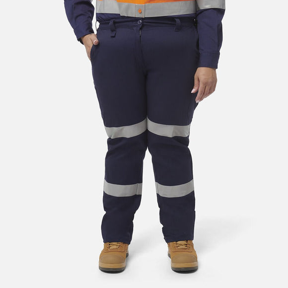 King Gee Women's Stretch Biomotion Reflective Work Pants (K43010) - AJP Industrial Supplies - K43010 - Navy - 12 - Curved