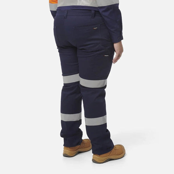 King Gee Women's Stretch Biomotion Reflective Work Pants (K43010) - AJP Industrial Supplies - K43010 - Navy - 12 - Curved