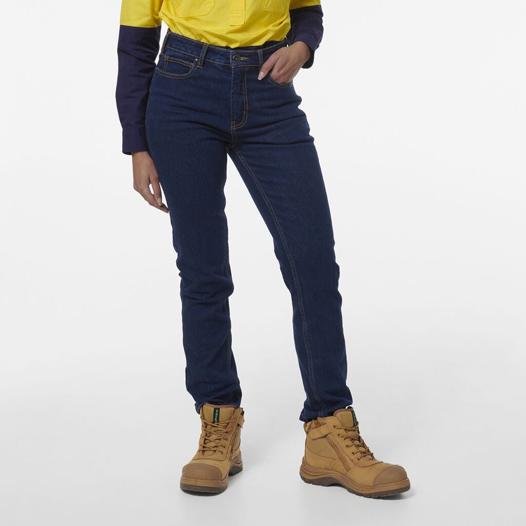 King Gee Women's Stretch Jean (K43018) - AJP Industrial Supplies - K43018 - Stonewash - 12 Curved