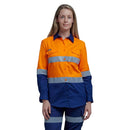 King Gee Women's Workcool 2 Hi - Vis Lightweight Reflective Work Shirt (K44544) - AJP Industrial Supplies - K44544 - Orange/Navy - 6