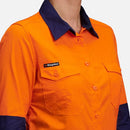 King Gee Women's Workcool 2 Hi - Vis Lightweight Work Shirt (K44543) - AJP Industrial Supplies - K44543 - Orange/Navy - 6