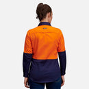 King Gee Women's Workcool 2 Hi - Vis Lightweight Work Shirt (K44543) - AJP Industrial Supplies - K44543 - Orange/Navy - 6