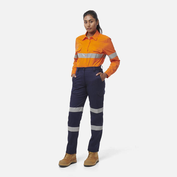 King Gee Women's Workcool Cargo Pant Taped (K43022) - AJP Industrial Supplies - K43022 - Navy - 10 - Curved