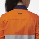 King Gee Women's Workcool Vented Closed Front Reflective Shirt (K44230) - AJP Industrial Supplies - K44230 - Orange/Navy - 6