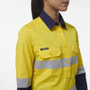 King Gee Women's Workcool Vented Closed Front Reflective Shirt (K44230) - AJP Industrial Supplies - K44230 - Orange/Navy - 6