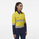 King Gee Women's Workcool Vented Closed Front Reflective Shirt (K44230) - AJP Industrial Supplies - K44230 - Orange/Navy - 6