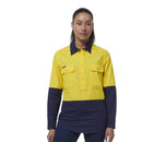 King Gee Women's Workcool Vented Closed Front Spliced Shirt (K44211) - AJP Industrial Supplies - K44211 - Yellow/Navy - 6