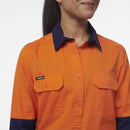 King Gee Women's Workcool Vented Closed Front Spliced Shirt (K44211) - AJP Industrial Supplies - K44211 - Orange/Navy - 6