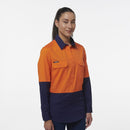 King Gee Women's Workcool Vented Closed Front Spliced Shirt (K44211) - AJP Industrial Supplies - K44211 - Orange/Navy - 6