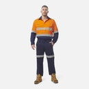 King Gee Workcool 2 Hi - Vis Reflective Closed Front Work Shirt (K54886) - AJP Industrial Supplies - K54886 - Orange/Navy - 2XS