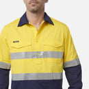 King Gee Workcool 2 Hi - Vis Reflective Closed Front Work Shirt (K54886) - AJP Industrial Supplies - K54886 - Orange/Navy - 2XS
