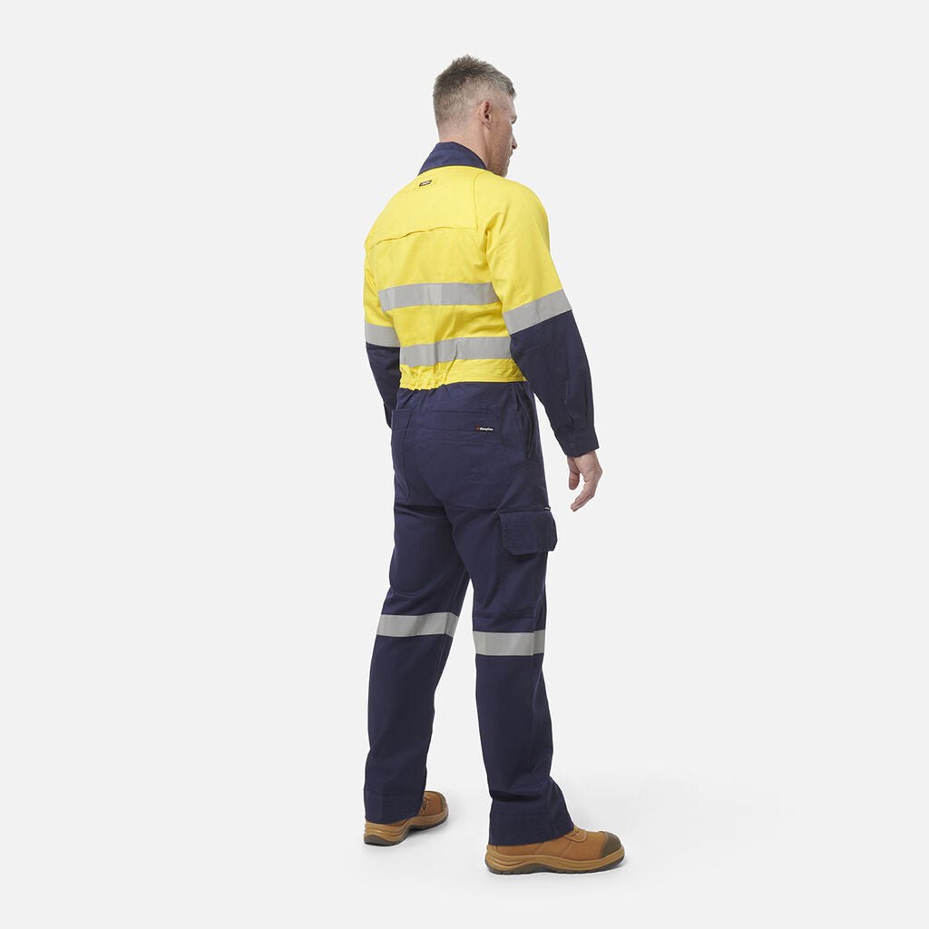 King Gee Workcool 2 Hi - Vis Reflective Two Tone Work Overalls (K51540) - AJP Industrial Supplies - K51540 - Orange/Navy - 67R