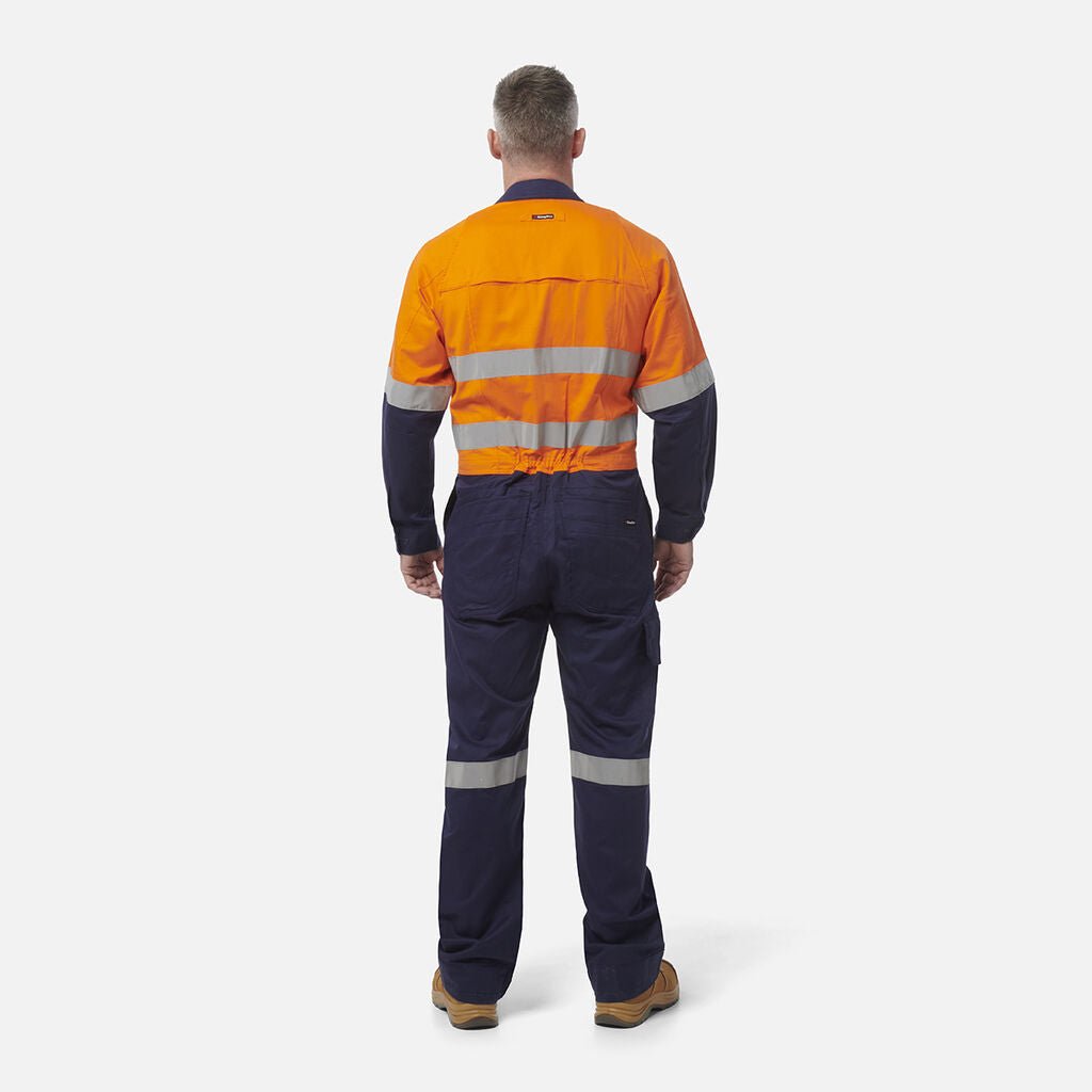 King Gee Workcool 2 Hi - Vis Reflective Two Tone Work Overalls (K51540) - AJP Industrial Supplies - K51540 - Orange/Navy - 67R