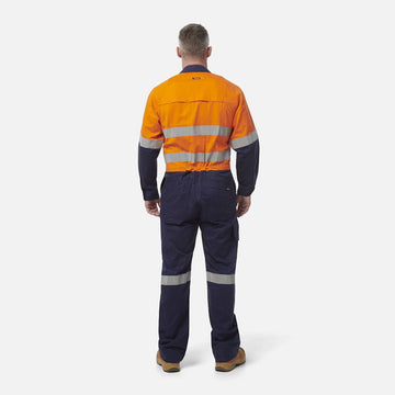 King Gee Workcool 2 Hi - Vis Reflective Two Tone Work Overalls (K51540) - AJP Industrial Supplies - K51540 - Orange/Navy - 67R