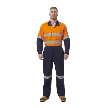 King Gee Workcool 2 Hi - Vis Reflective Two Tone Work Overalls (K51540) - AJP Industrial Supplies - K51540 - Orange/Navy - 67R
