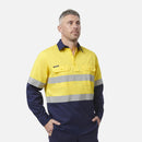 King Gee Workcool Vented Closed Front Spliced Shirt Taped Long Sleeve (K54914) - AJP Industrial Supplies - K54914 - Orange/Navy - 2XS