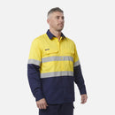King Gee Workcool Vented Spliced Shirt Taped Long Sleeve (K54913) - AJP Industrial Supplies - K54913 - Orange/Navy - 2XS