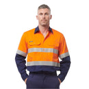 King Gee Workcool Vented Spliced Shirt Taped Long Sleeve (K54913) - AJP Industrial Supplies - K54913 - Orange/Navy - 2XS