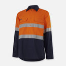 King Gee Workcool Vented Spliced Shirt Taped Long Sleeve (K54913) - AJP Industrial Supplies - K54913 - Orange/Navy - 2XS
