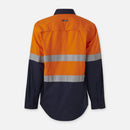 King Gee Workcool Vented Spliced Shirt Taped Long Sleeve (K54913) - AJP Industrial Supplies - K54913 - Orange/Navy - 2XS
