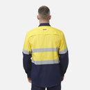 King Gee Workcool Vented Spliced Shirt Taped Long Sleeve (K54913) - AJP Industrial Supplies - K54913 - Orange/Navy - 2XS