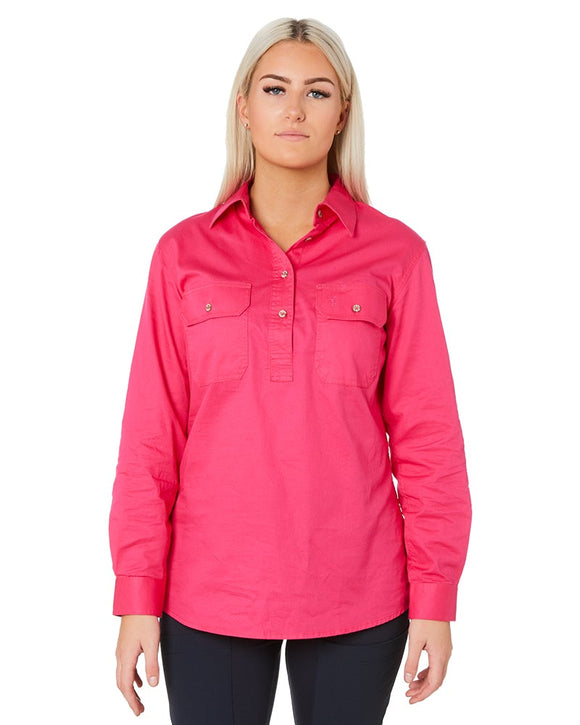 Ladies Closed Front Shirt LS - Pink - AJP Industrial Supplies - ritemate - rm300cf - pink - 6