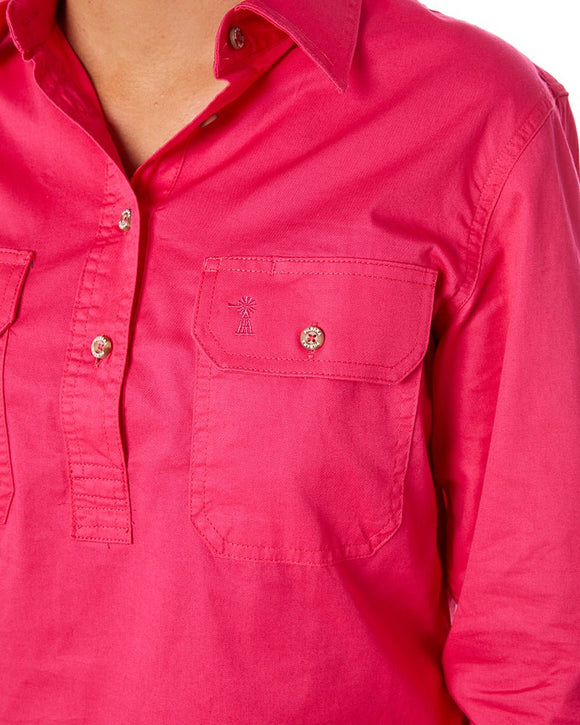 Ladies Closed Front Shirt LS - Pink - AJP Industrial Supplies - ritemate - rm300cf - pink - 6