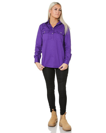 Ladies Closed Front Shirt LS - Purple - AJP Industrial Supplies - Ritemate - RM300CF - Purple - 6