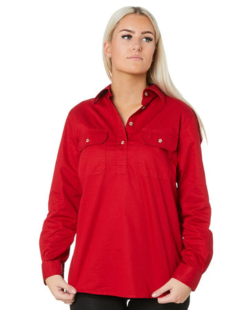 Ladies Closed Front Shirt LS - Red - AJP Industrial Supplies - ritemate - rm300cf - red - 6