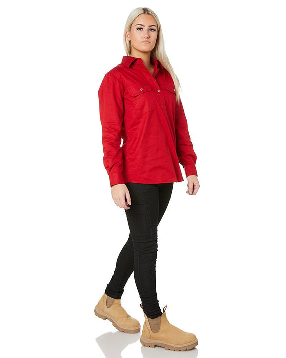 Ladies Closed Front Shirt LS - Red - AJP Industrial Supplies - ritemate - rm300cf - red - 6