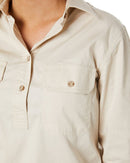 Ladies Closed Front Shirt LS - Stone - AJP Industrial Supplies - ritemate - rm300cf - stone - 6