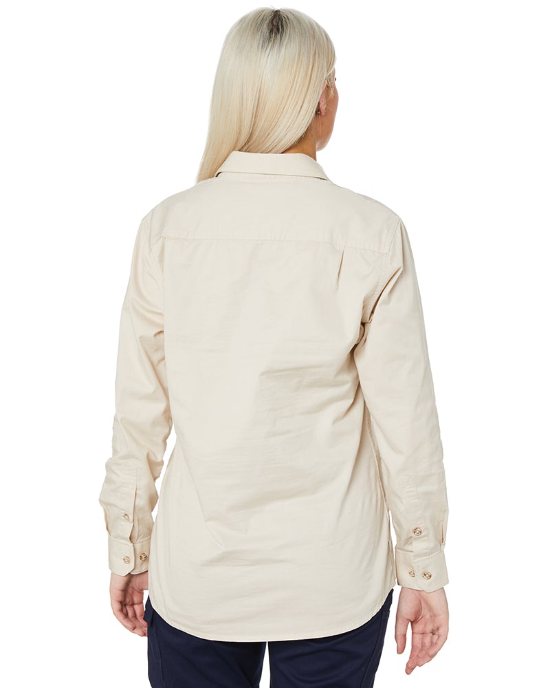 Ladies Closed Front Shirt LS - Stone - AJP Industrial Supplies - ritemate - rm300cf - stone - 6