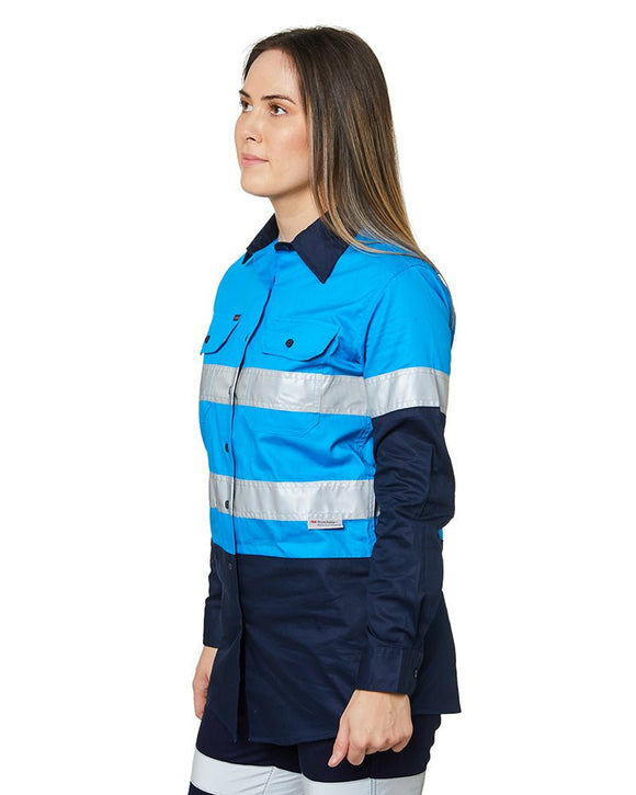 Ladies Hi Vis Lightweight LS Shirt - Blue/Navy - AJP Industrial Supplies - ritemate - rm208v2r - bn - 8