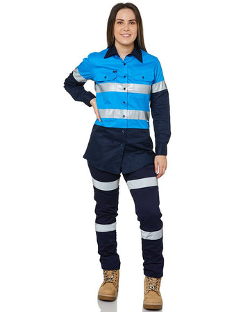 Ladies Hi Vis Lightweight LS Shirt - Blue/Navy - AJP Industrial Supplies - ritemate - rm208v2r - bn - 8