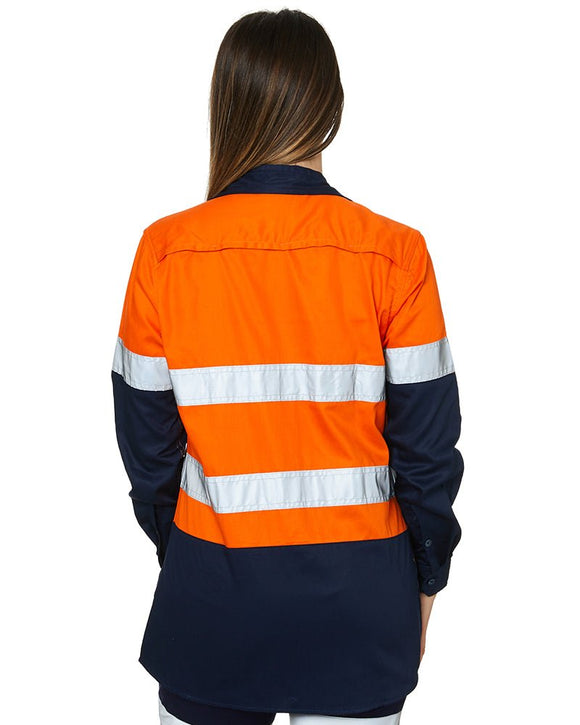 Ladies Hi Vis Lightweight LS Shirt - Orange/Navy - AJP Industrial Supplies - ritemate - rm208v2r - on - 6