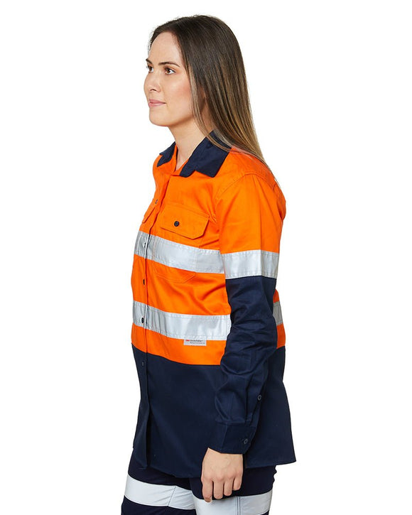 Ladies Hi Vis Lightweight LS Shirt - Orange/Navy - AJP Industrial Supplies - ritemate - rm208v2r - on - 6