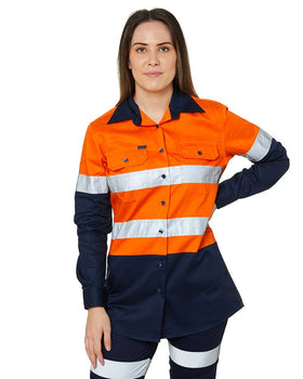 Ladies Hi Vis Lightweight LS Shirt - Orange/Navy - AJP Industrial Supplies - ritemate - rm208v2r - on - 6