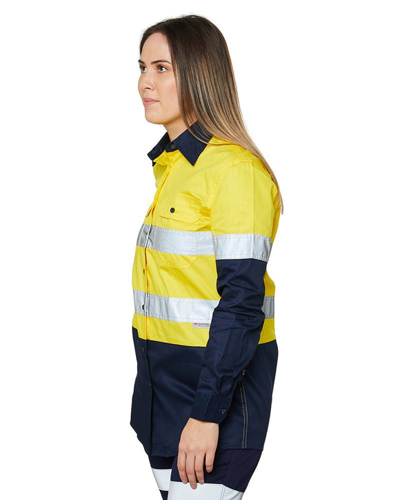 Ladies Hi Vis Lightweight LS Shirt - Yellow/Navy - AJP Industrial Supplies - ritemate - rm208v2r - yn - 6