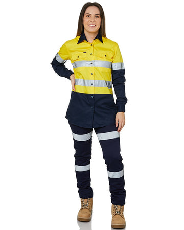 Ladies Hi Vis Lightweight LS Shirt - Yellow/Navy - AJP Industrial Supplies - ritemate - rm208v2r - yn - 6
