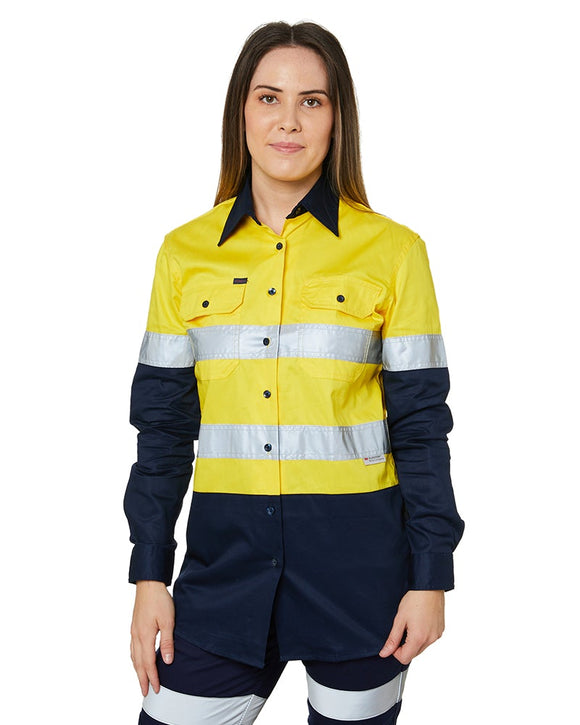 Ladies Hi Vis Lightweight LS Shirt - Yellow/Navy - AJP Industrial Supplies - ritemate - rm208v2r - yn - 6